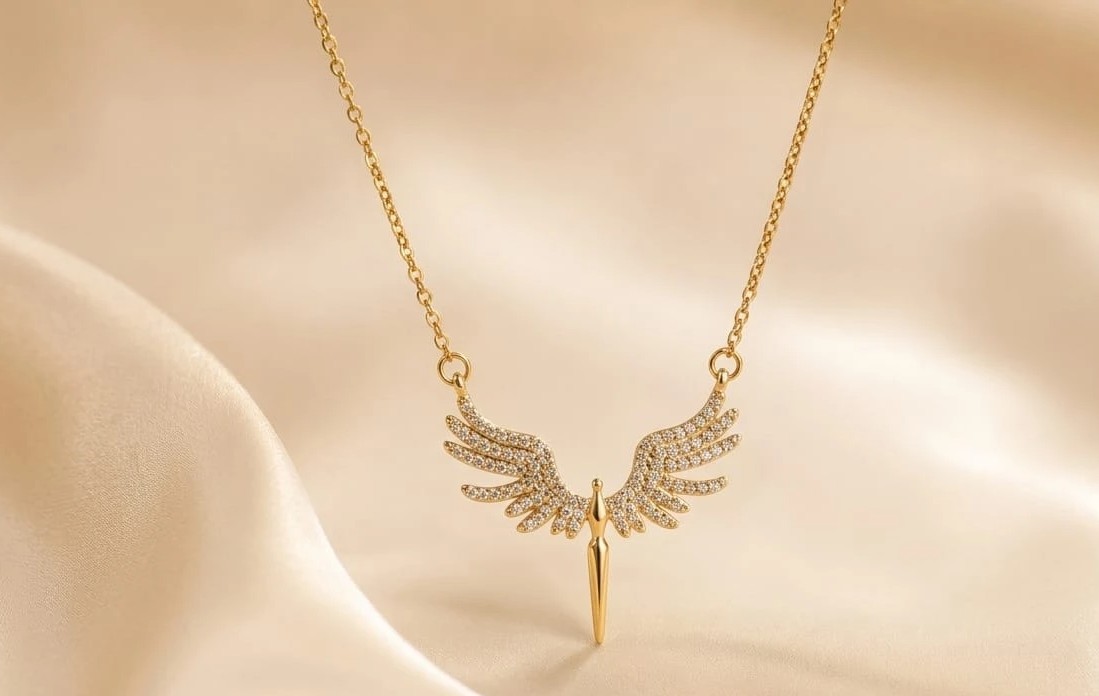 Long Winged Angel Necklace - Image 1