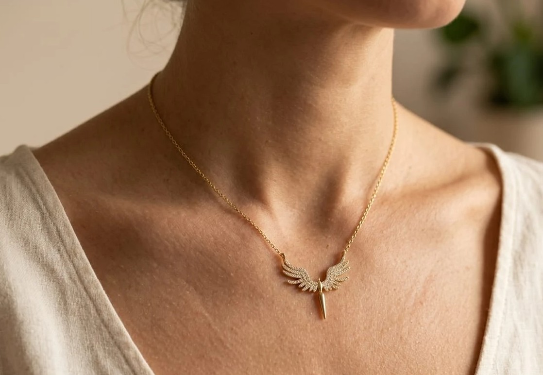 Long Winged Angel Necklace thumbnail 2