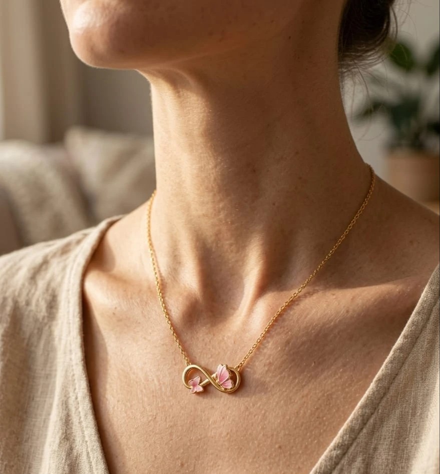 Pink Infinity Necklace thumbnail 2