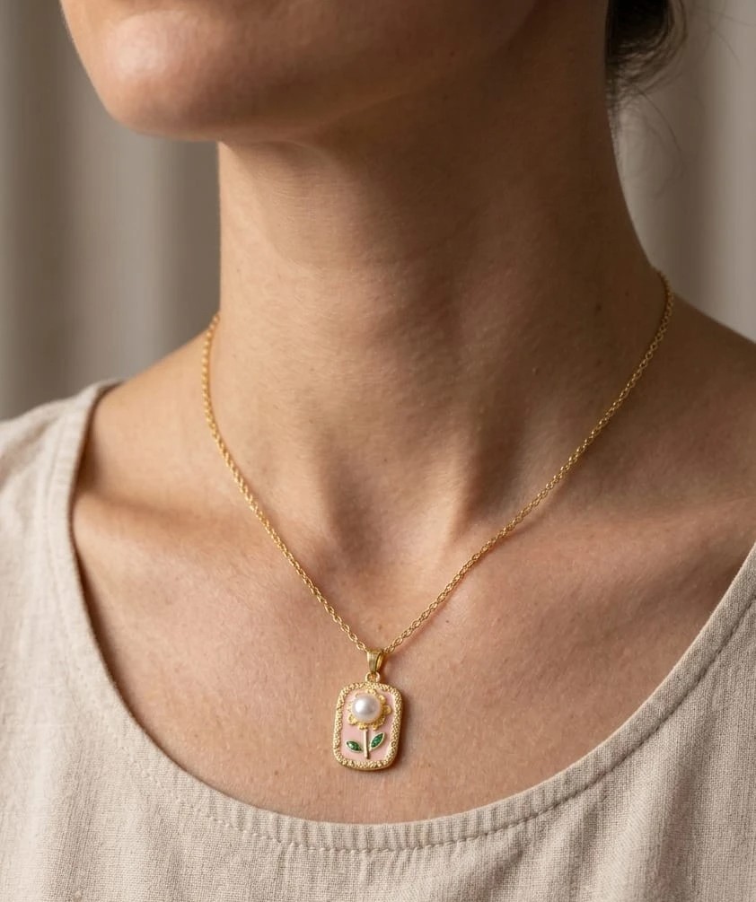 Pearl Sunflower Necklace thumbnail 2