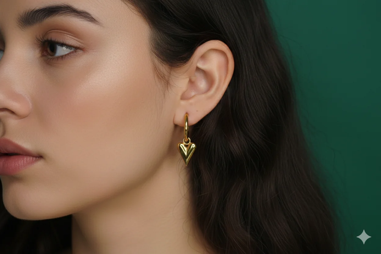 Golden Heart Earrings thumbnail 2