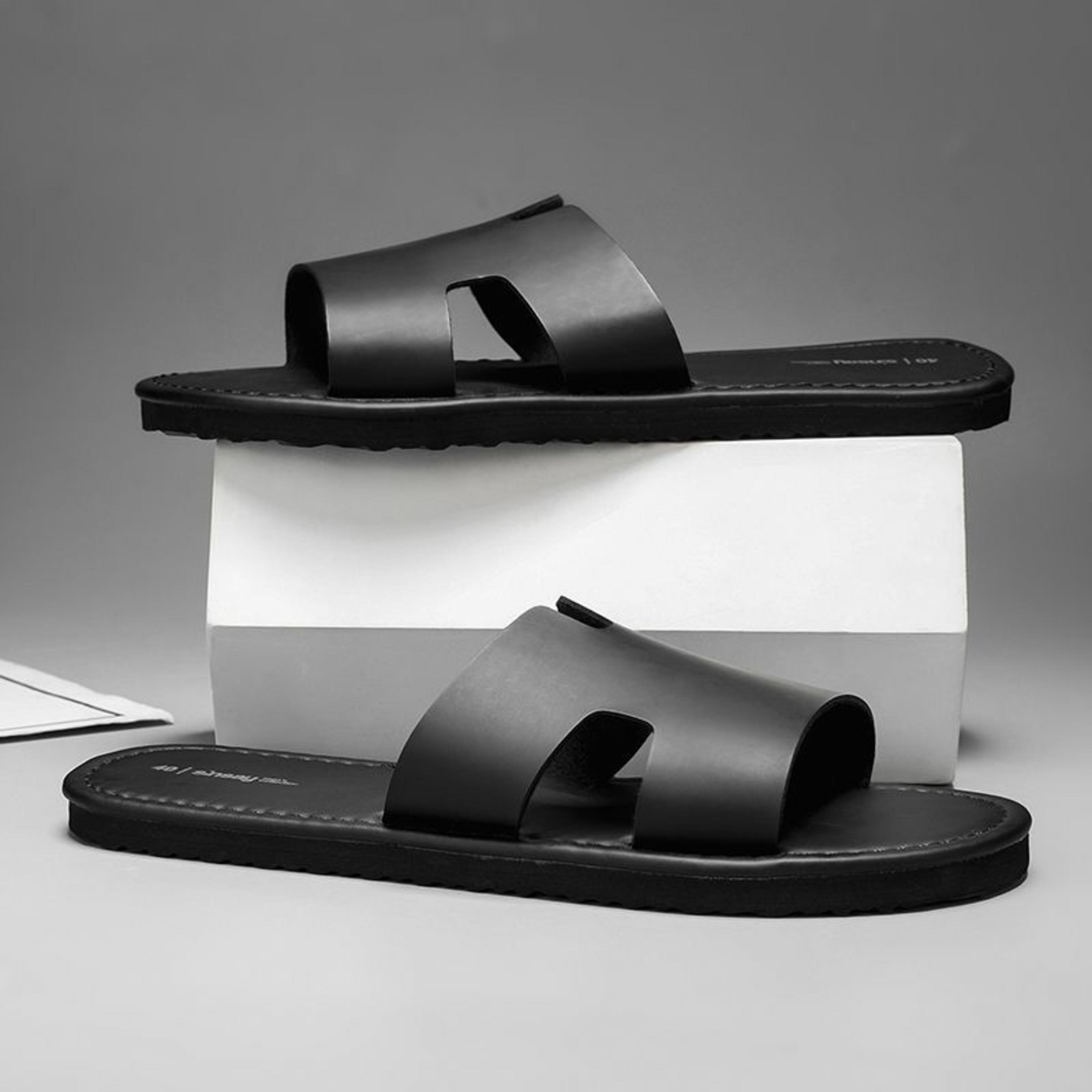 Men luxury palm slippers black and brown