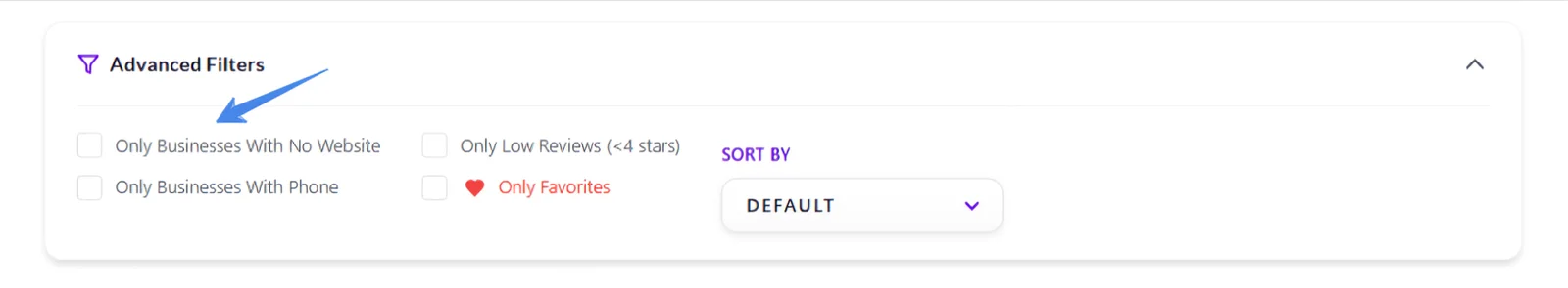 advanced filter option