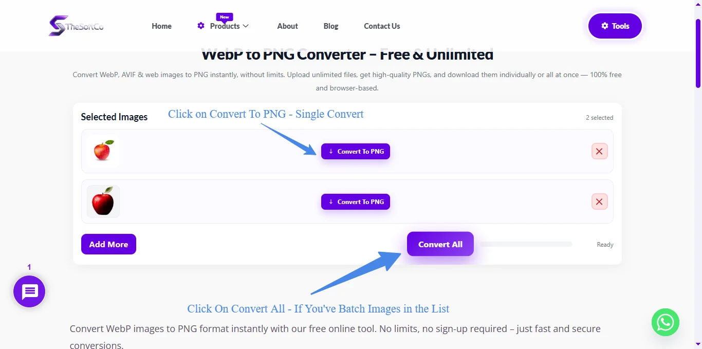 showing convert & convert all feature to convert images in bulk