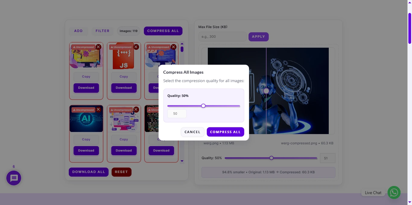 compress all feature