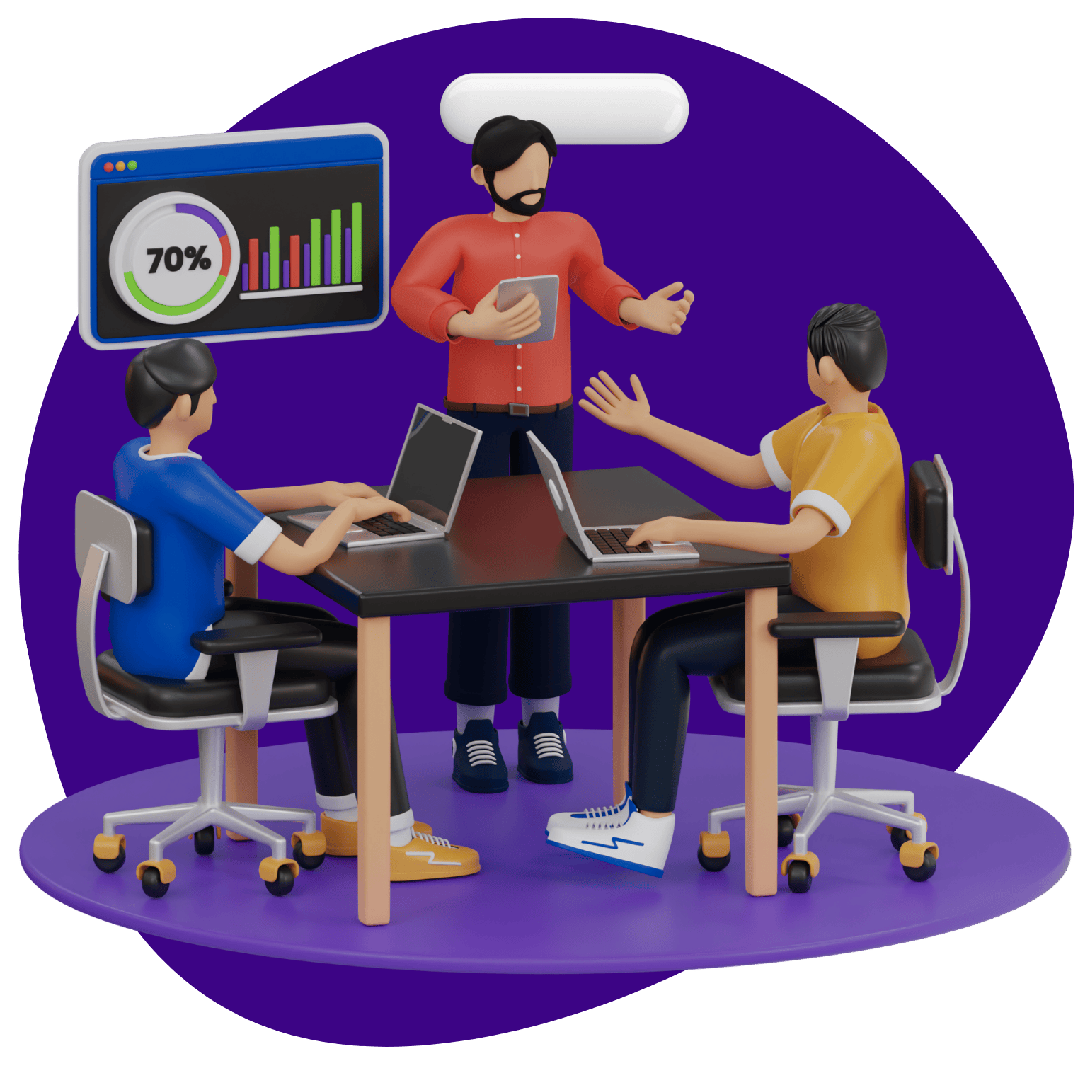 vector-image-of-a-man-discusing-about-the-chart-on-board-to-the-employees
