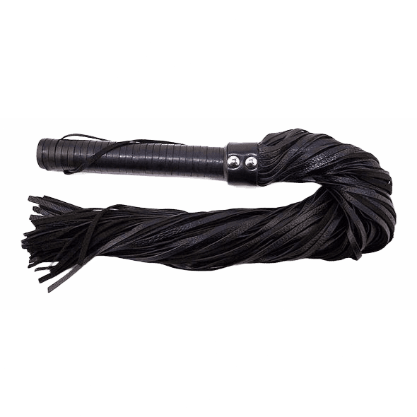 Flogger With Leather Handle and Stripes Black