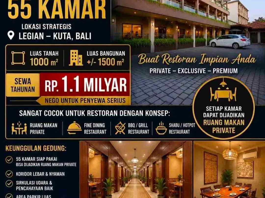 Rental hotel 10 are , 55 room Legian Kuta Bali - Image 1 of 2