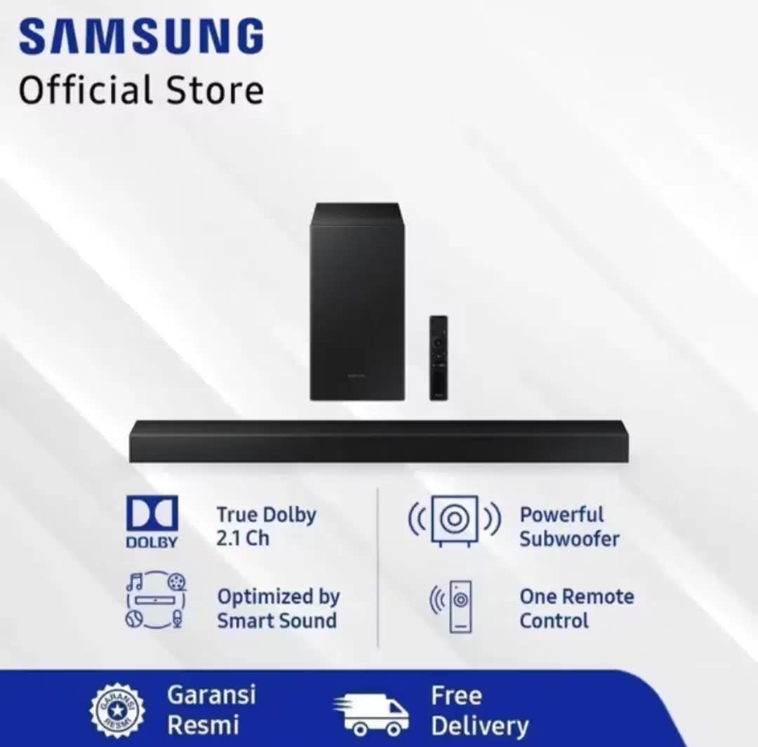 Soundbar+ Sub Woofer Samsung Dolby Audio Bluetooth Kabel optic BARU - Image 1 of 3