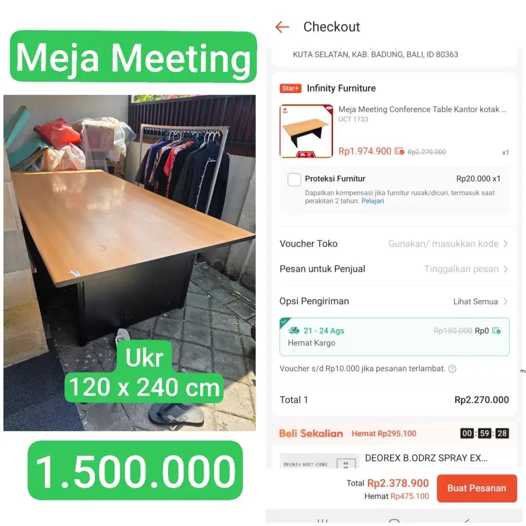 Meja Meeting ukr. 120cm x 240cm - Image 1 of 1