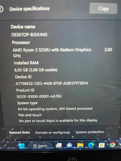 Dijual Hp 14s - Fq0xxx Amd Ryzen 3 ( ram 8/ nvme 512 gb ) - Thumbnail 6
