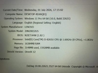 Laptop Lenovo ThinkPad T490 Core i5Gen8 Ram 16GB SSD 256GB Slim Mulus - Thumbnail 9