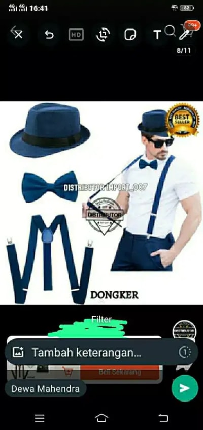 Suspender + Dasi kupu + Topi Pria Wanita dewasa - Thumbnail 4
