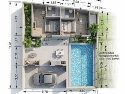 Villa Mewat Mepet Sawah, View Sawah Hijau, Lokasi Strategis Akses Langsung Jalan Utama @Pering, Blahbatuh, Gianyar dekat Denpasar &amp; Sanur - Thumbnail 8