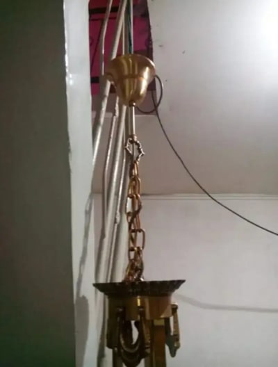 Jual Lampu Gantung Langka Antik,Kondisi Mulus,KUNINGAN,Kaca Tebal - Thumbnail 8