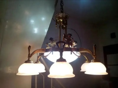 Jual Lampu Gantung Langka Antik,Kondisi Mulus,KUNINGAN,Kaca Tebal - Thumbnail 6