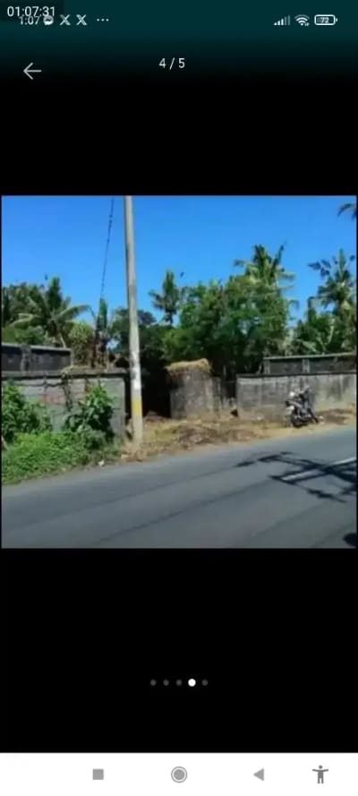 Tanah 770m pinggir jalan, saba gianyar bali - Thumbnail 1