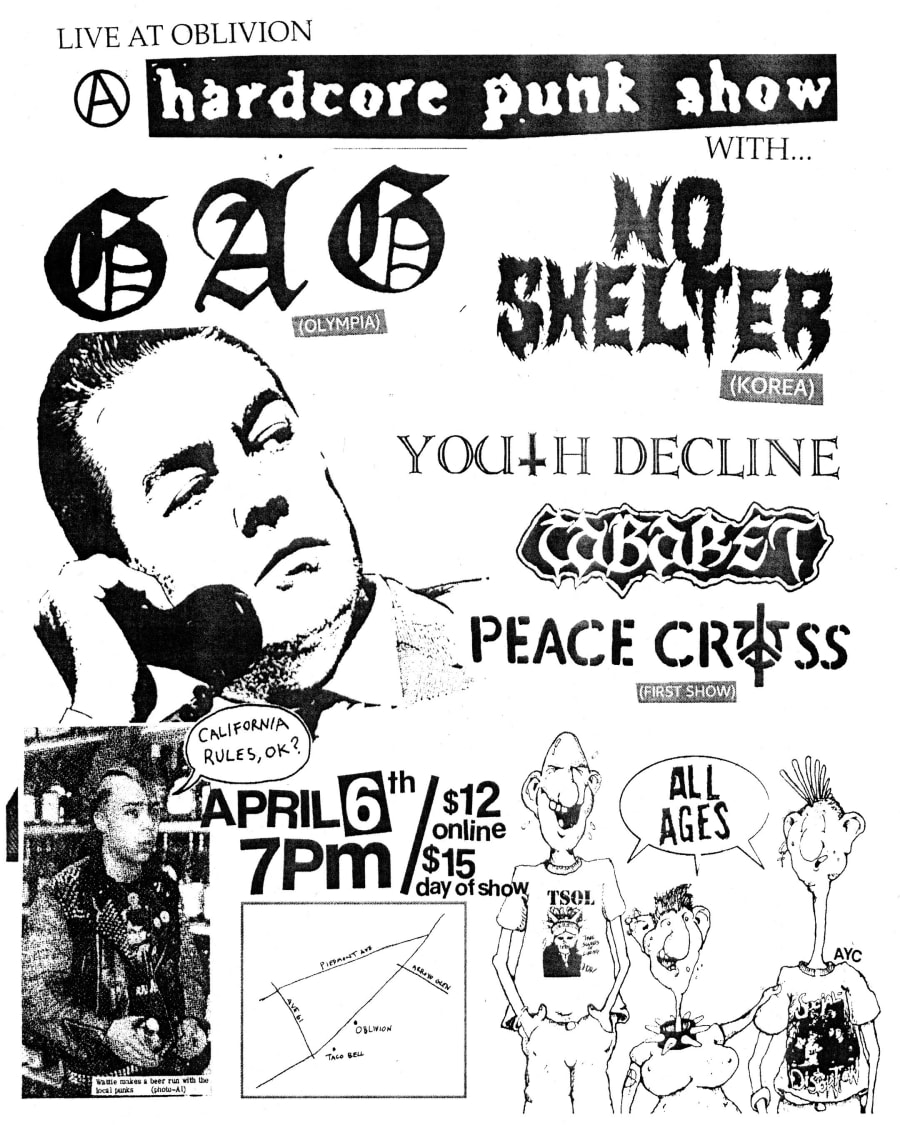 Gag, No Shelter, Youth Decline, Cabaret, Peace Cross