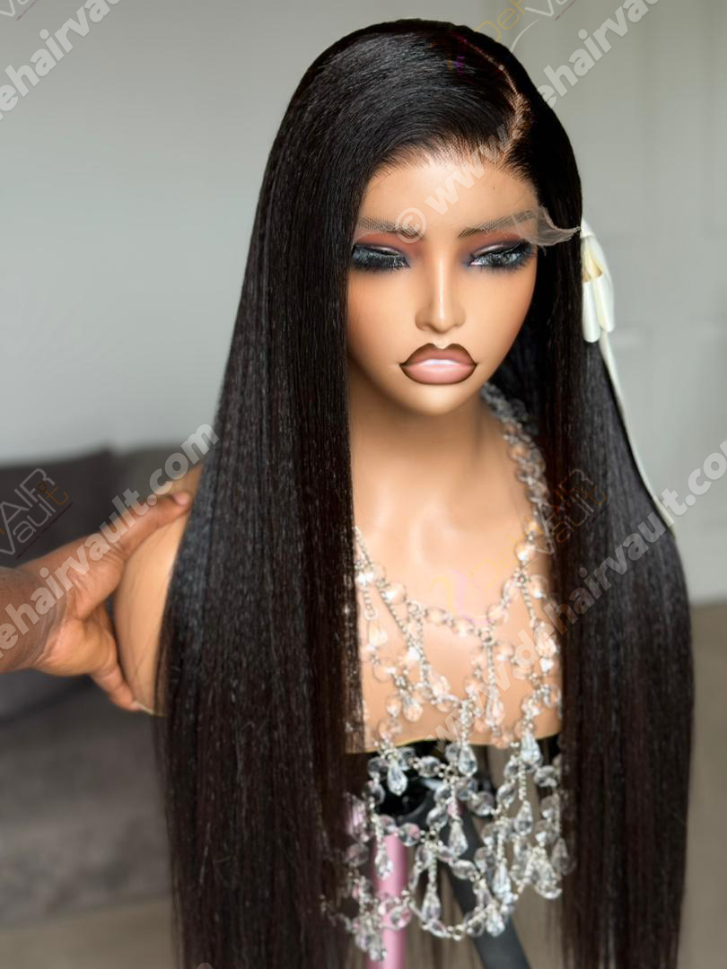 Luxury Wig Kinks | 28-inch Single Donor Kinky Straight Wig – 6x6 HD Lace (300g) - Image 3