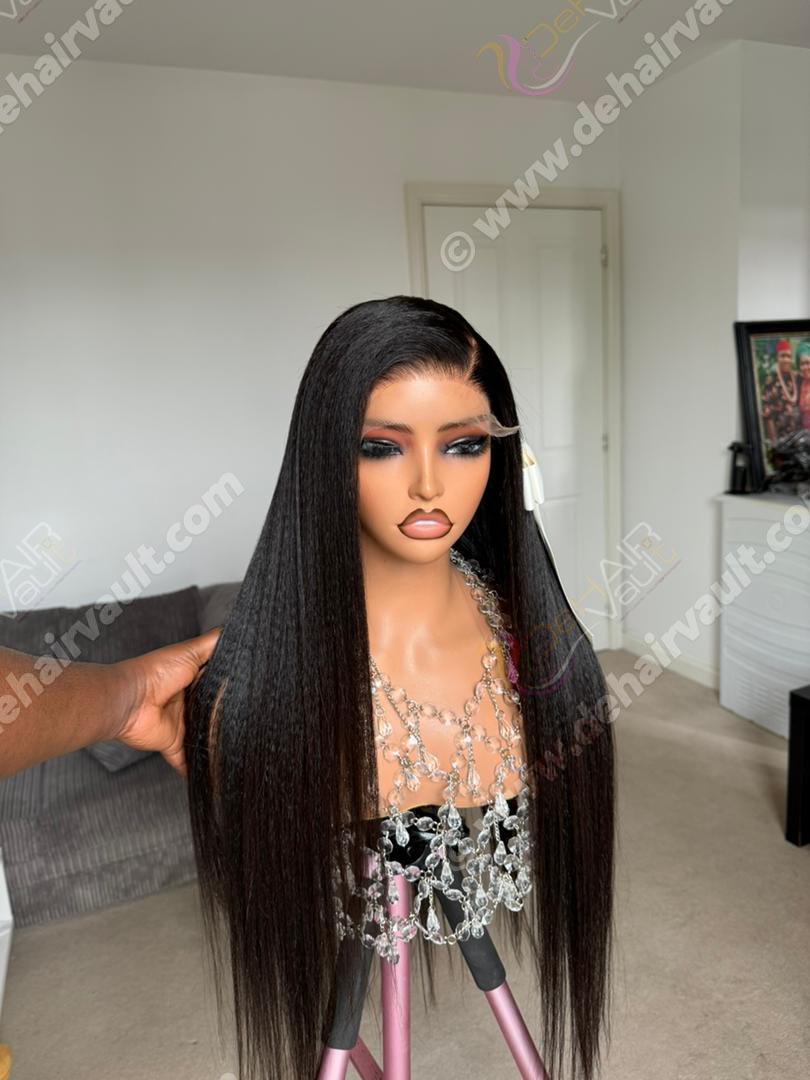 Luxury Wig Kinks | 28-inch Single Donor Kinky Straight Wig – 6x6 HD Lace (300g) - Image 6