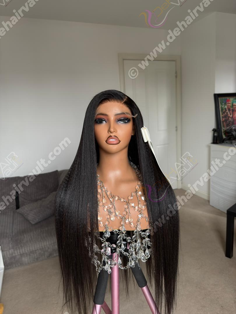 Luxury Wig Kinks | 28-inch Single Donor Kinky Straight Wig – 6x6 HD Lace (300g) - Image 1