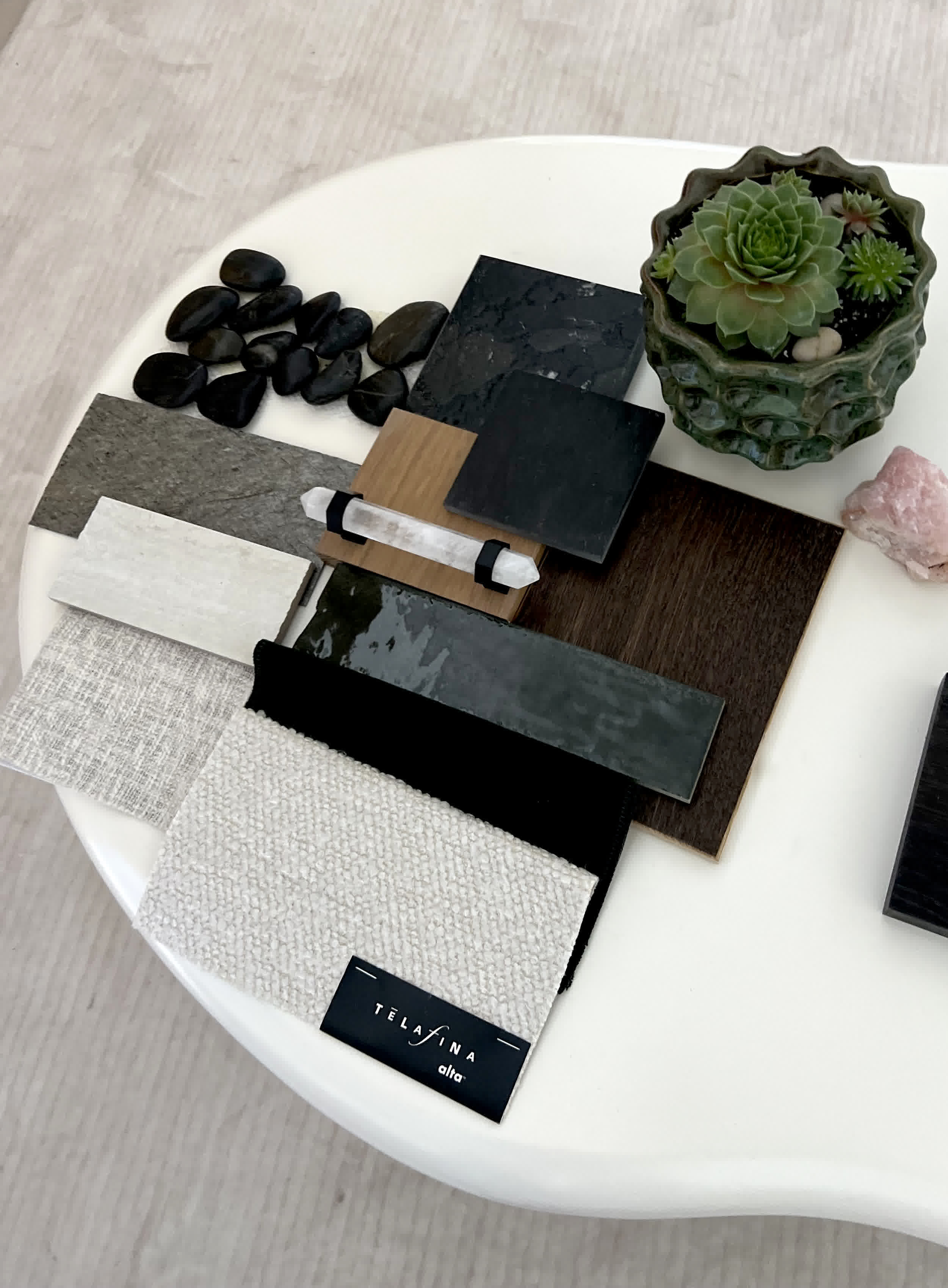 Sample Board in Dark Tone Palette by Olivia Bailey Interiors