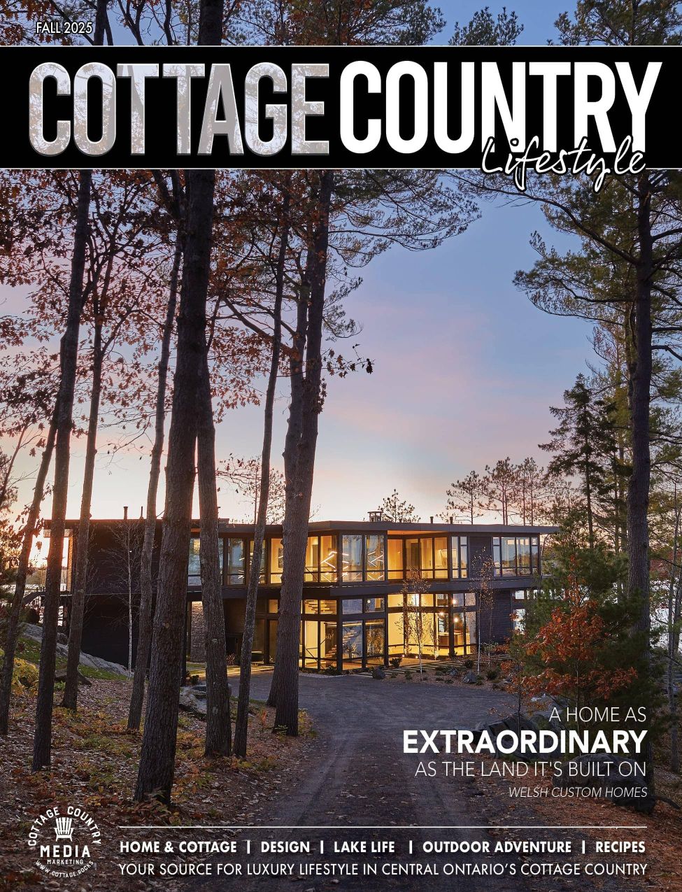 Olivia Bailey on the cover of Cottage Country Lifestyle magazine, featured in "Soaking in Style: The Best of Modern Bathroom Design Today"