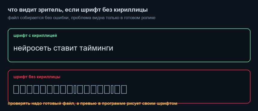 Субтитры пустыми прямоугольниками, если шрифт без кириллицы