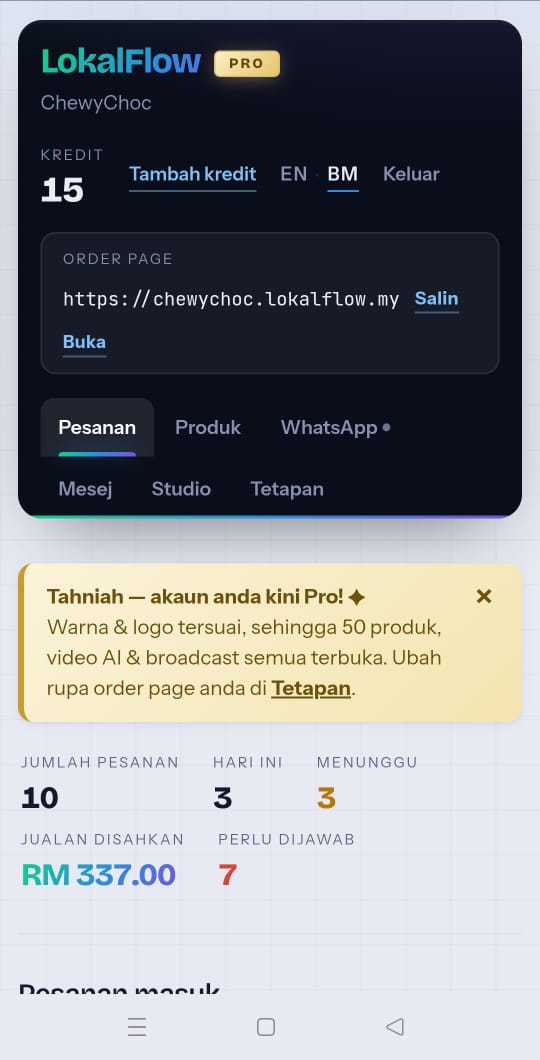 Seller dashboard