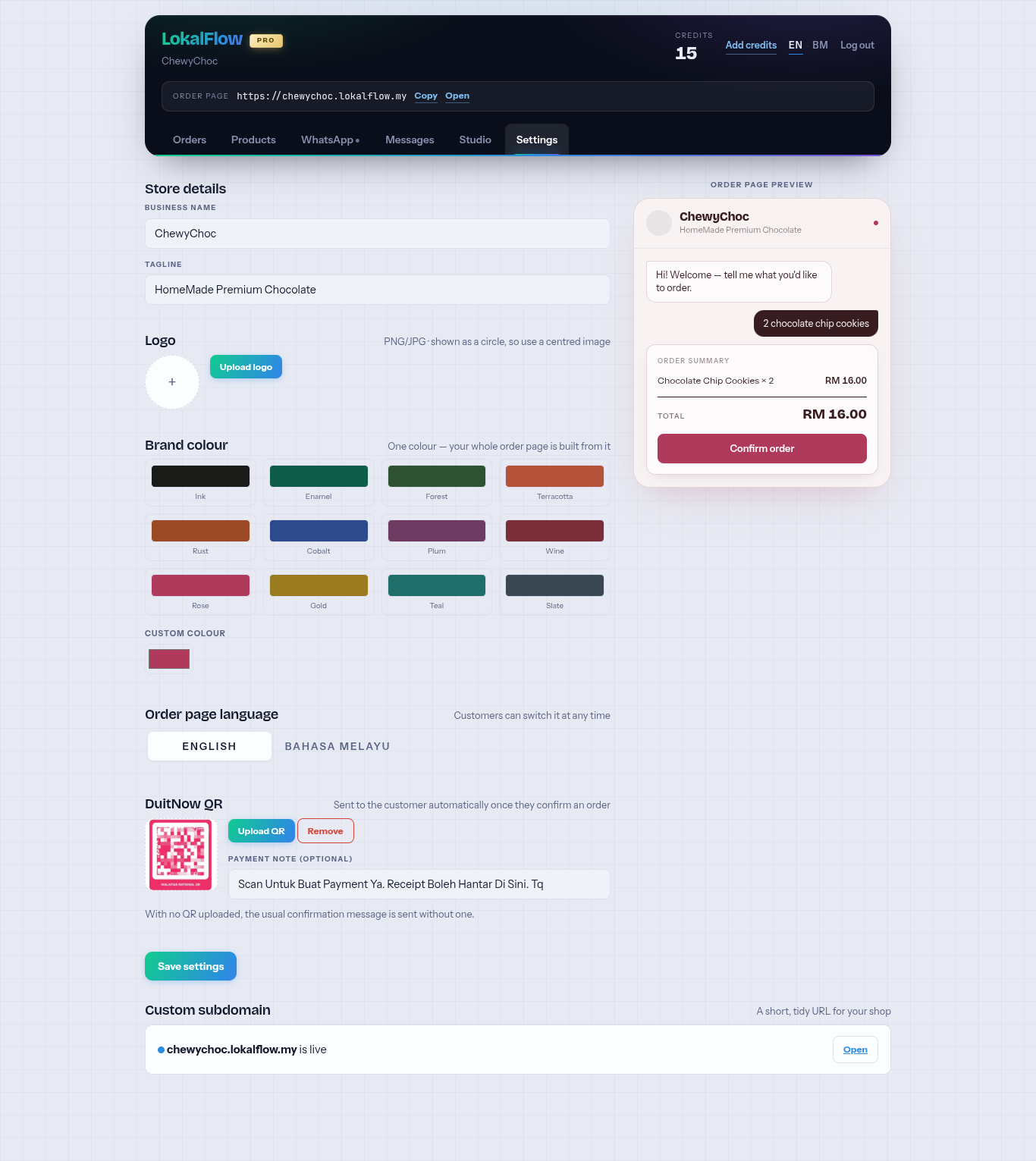 Settings Dashboard