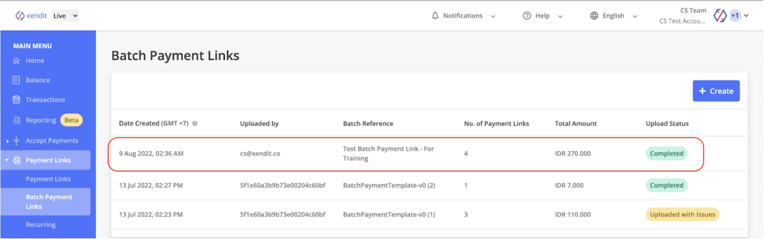 Example result