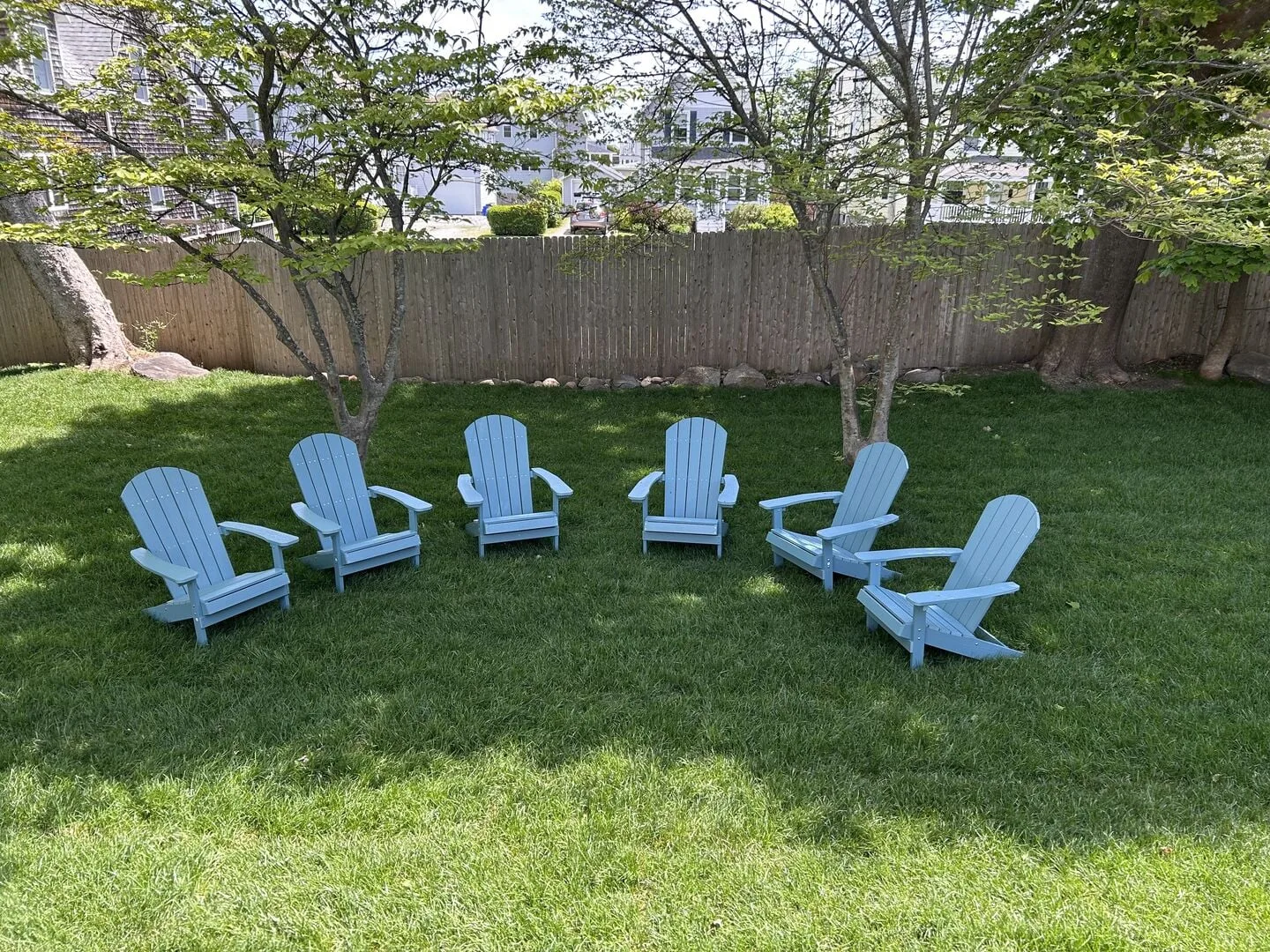 Adirondack chairs in yard