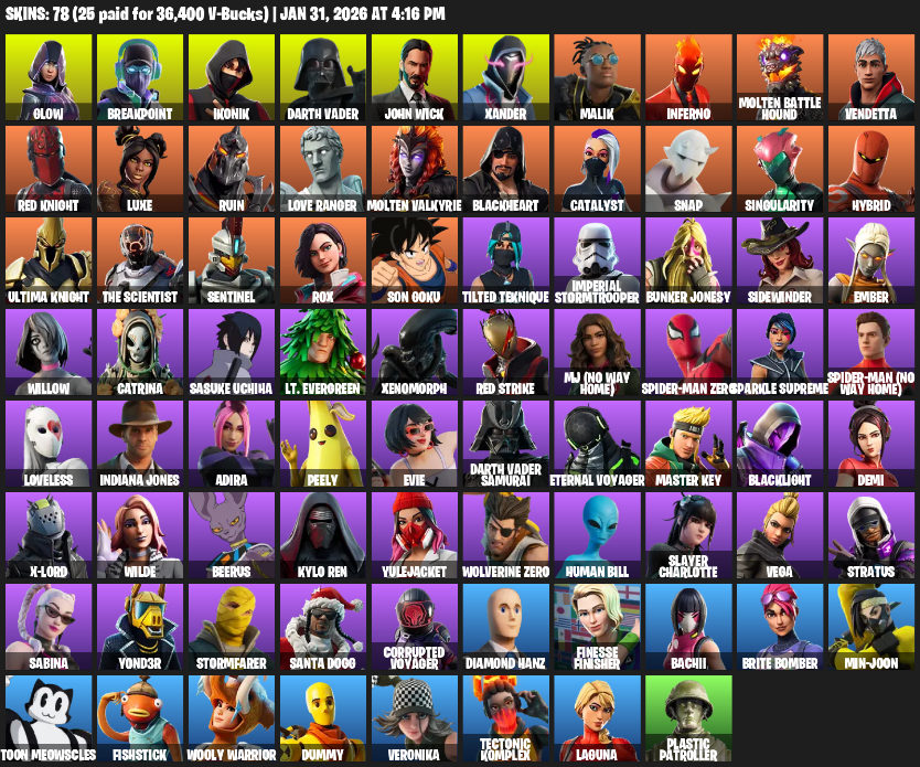 Fortnite Account ( PLAYSTATION / XBOX / NINTENDO ) (IKONIK) (78 Skins)