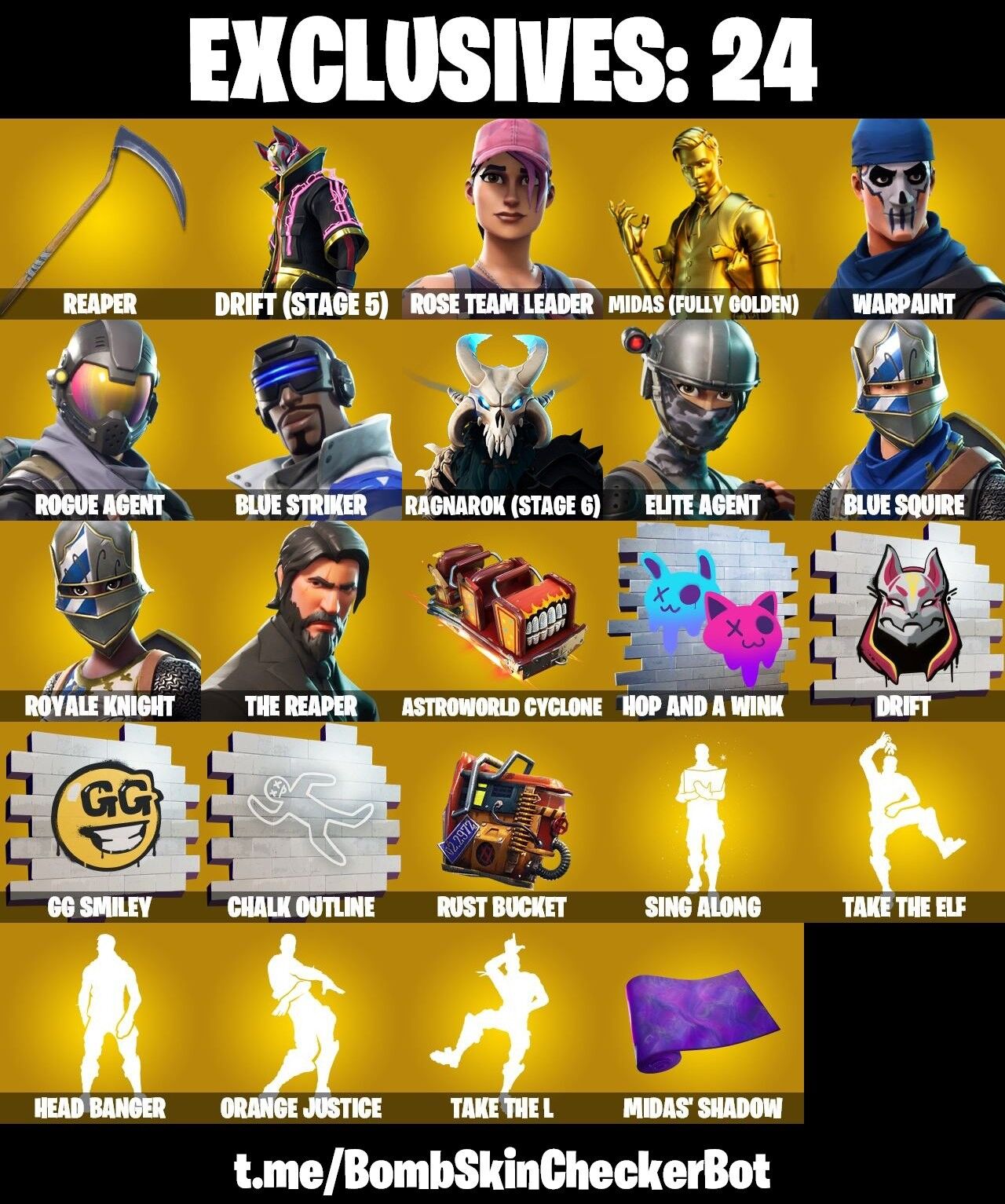 Fortnite Account ( PLAYSTATION / XBOX ) (The Reaper, Blue Squire, Elite Agent, Take The L, OG STW, Take The Elf, Reaper Axe, Reapers Back, Reapers Skull) (67 Skins)