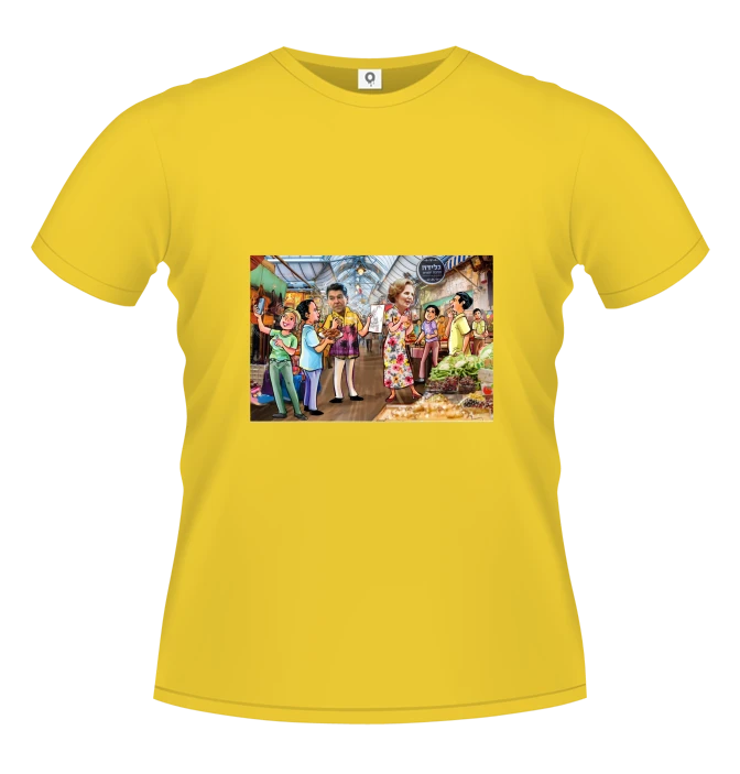 Tea Time in the Shuk: Reagan, Thatcher, and Falafel Fiesta! — shirt design by Alex Glushenkov