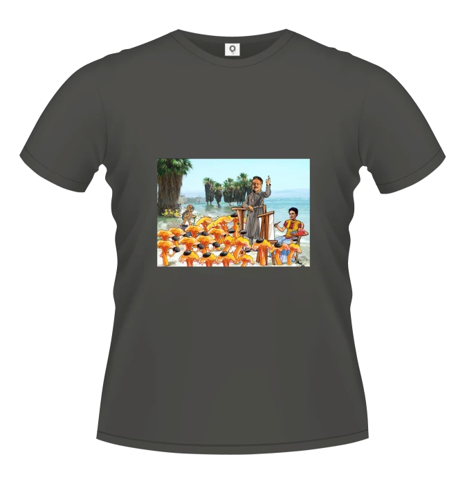 Crazy Capers at the Sea of Galilee: Trotsky, Frida, and Lisichky Fête! — shirt design by Alex Glushenkov