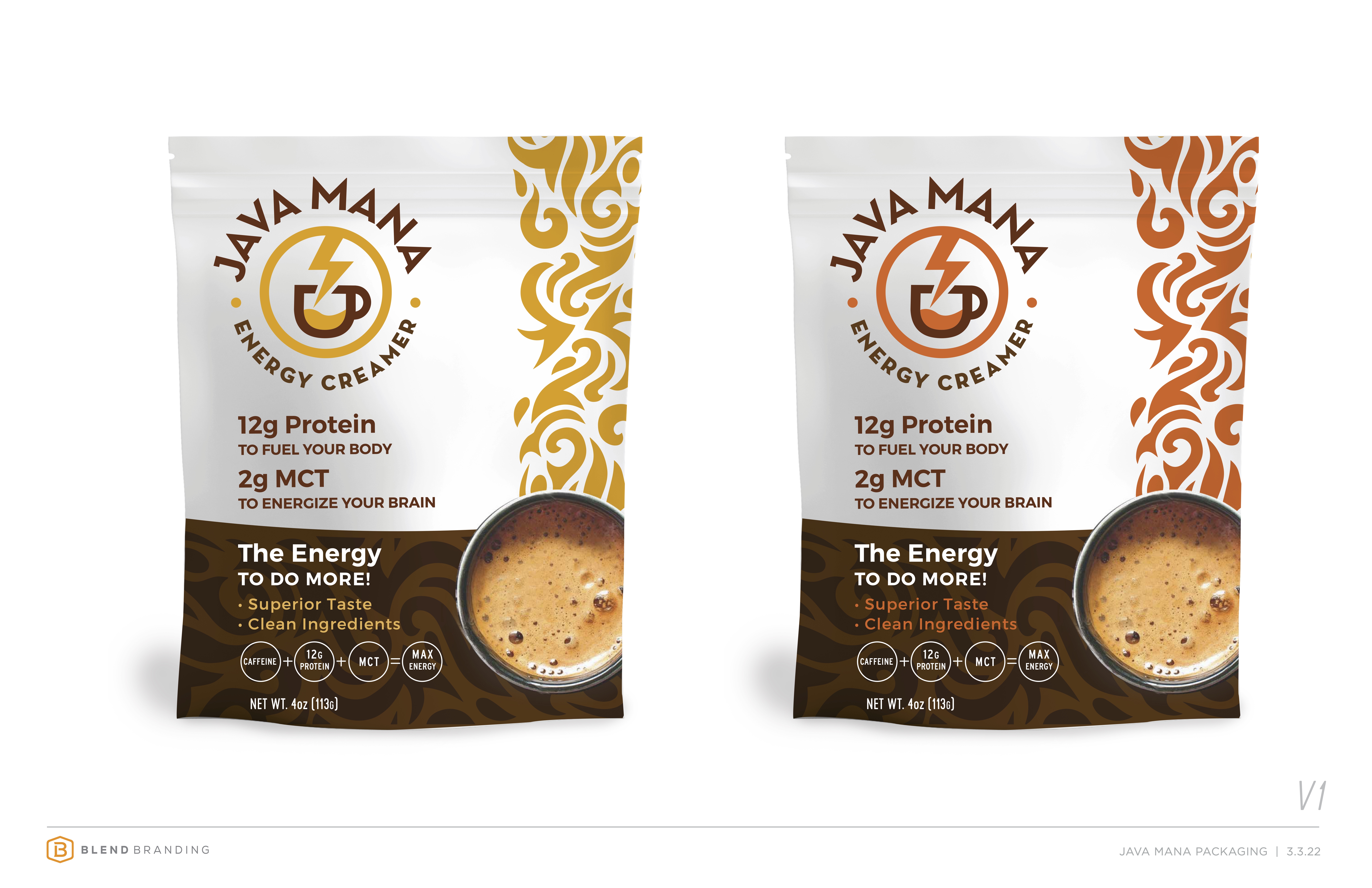 Java Mana Energy Creamer package design