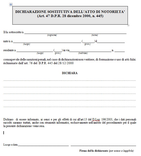 Dichiarazione Sostitutiva Di Atto Notorio Eredi Banca Dichiarazione 