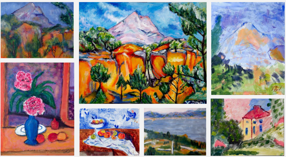 Œuvres réalisées par les adhérents déficients visuels de l'atelier peinture Cézanne