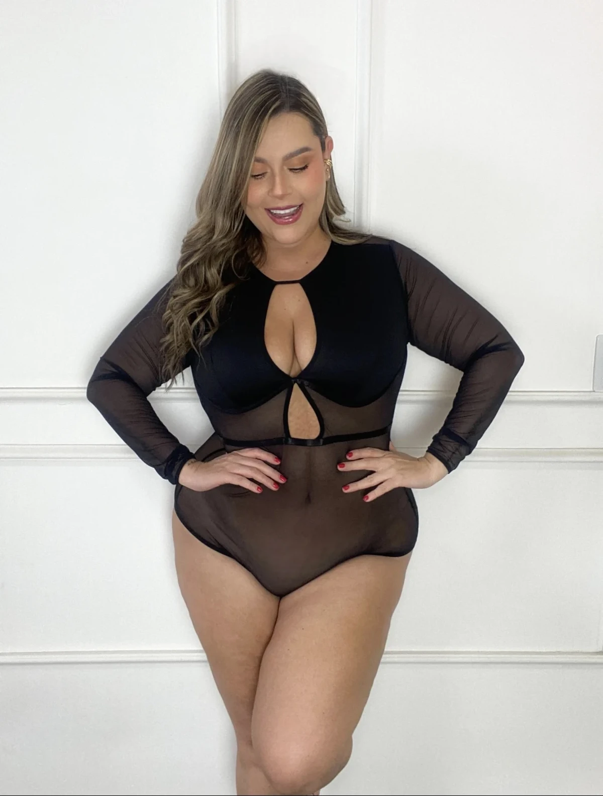 Body Mesh Manga Larga con Aberturas – Tallas Grandes | Vicsy — vista principal