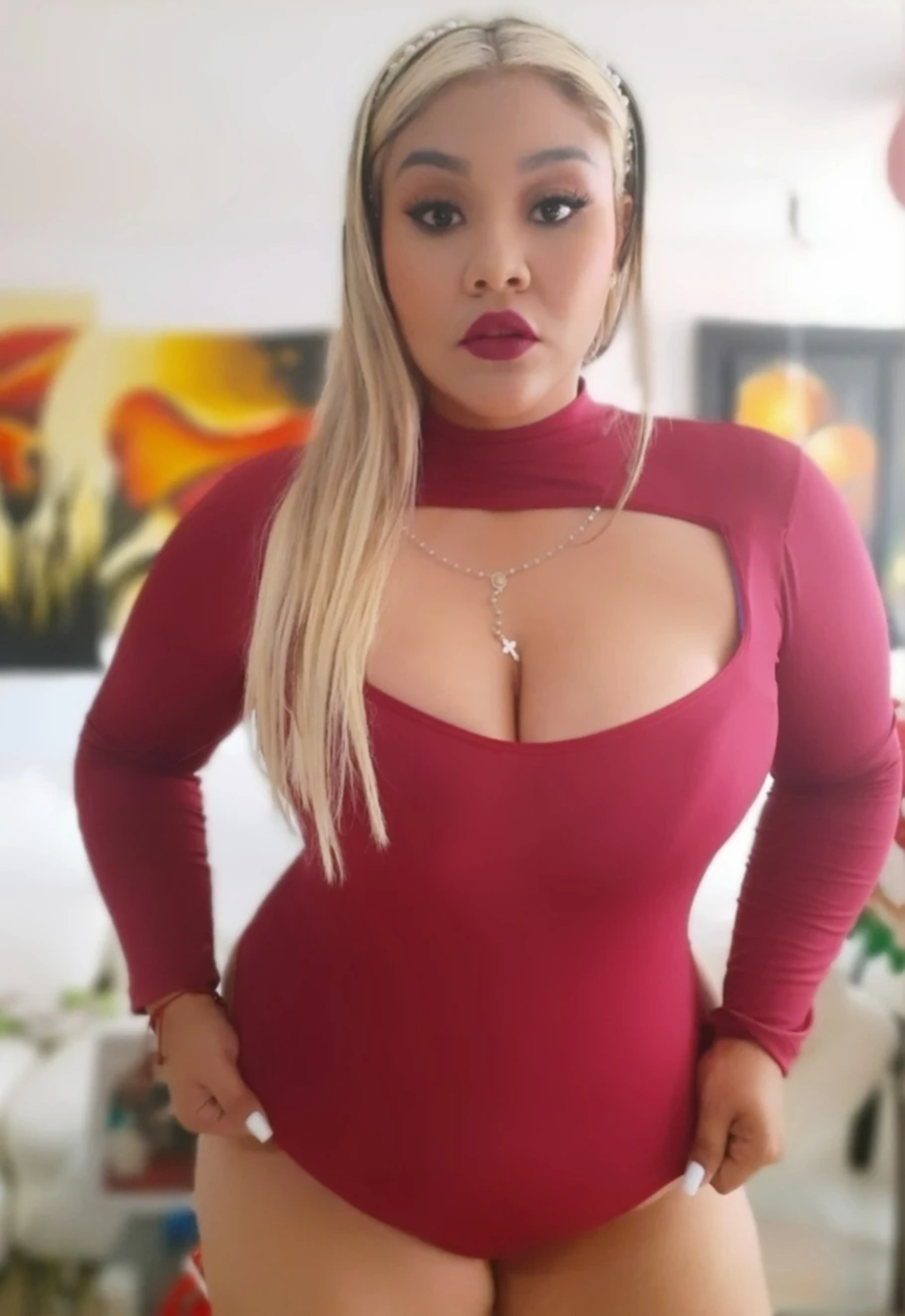 Body Manga Larga Cuello Alto con Escote – Tallas Grandes | Vicsy