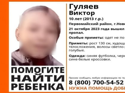 В Новосибирске завершили поиски десятилетнего мальчика в черных шортах