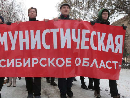 Новосибирцы с плакатами вышли на демонстрацию в честь годовщины Октября