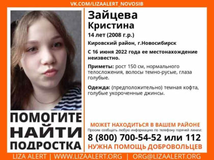 В Новосибирске пропала 14-летняя девочка: ее местонахождение неизвестно с 16 июня