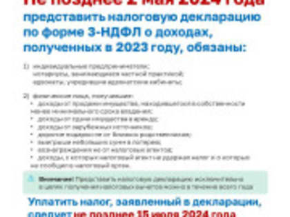 Кто и когда обязан подать декларацию о доходах, полученных в 2023 году