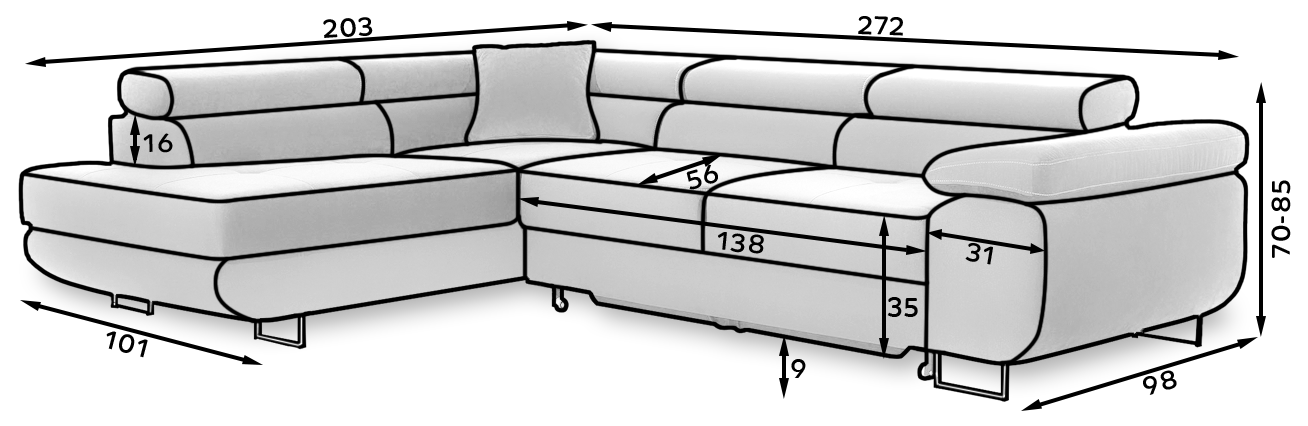 Rohová sedací souprava ANTON Sawana 21 (levé provedení)