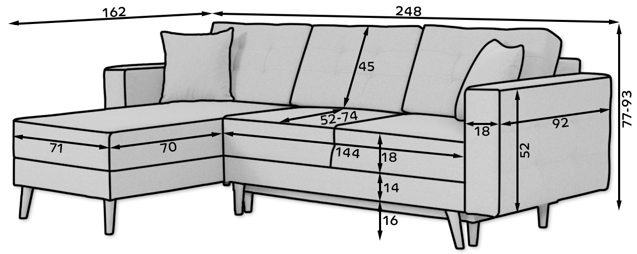 Rohová sedací souprava ASGARD L (různé varianty)