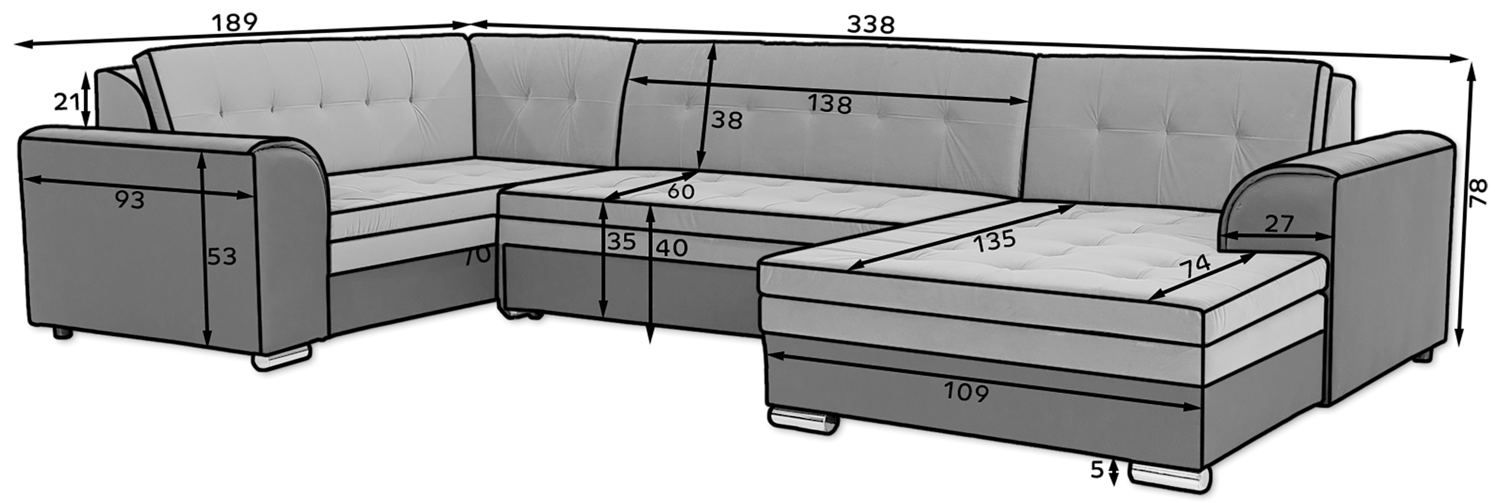 Colțar Damario, Material Sawana 21, Soft 11, Mobarta