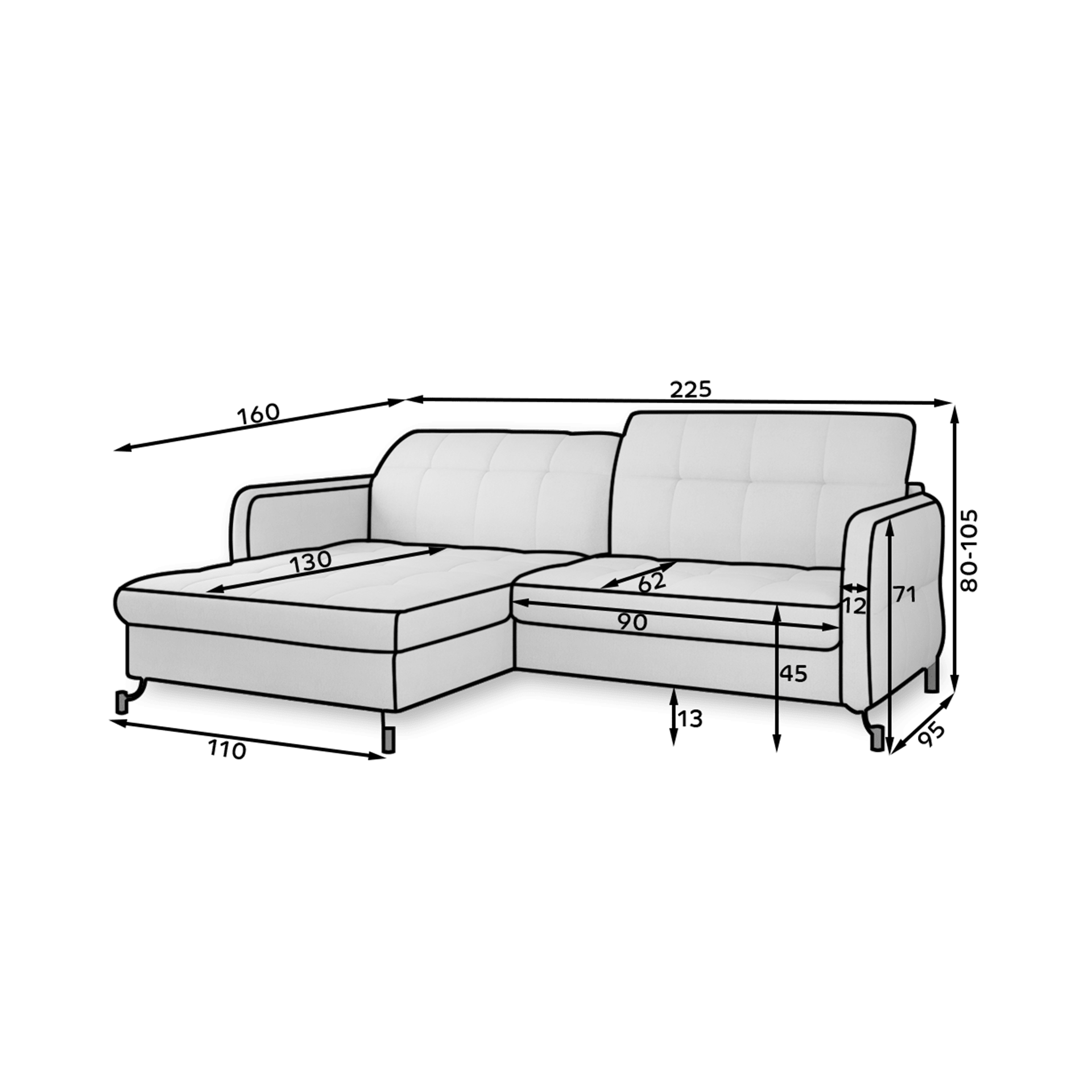 Colțar Lorelle, Material Paros 02, Mobarta