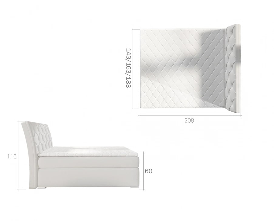 Balvin Continental Bed With Container 180x200cm